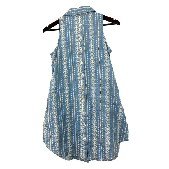 Boho Chic Shirt Dress S Cotton Sleeveless Button Up Embroidered Pockets Summer - Picture 6 of 12